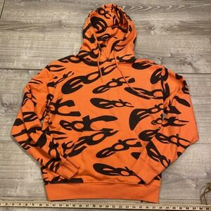 Insomniac EDC Hoodie Sweatshirt Mens Medium Orange All Over Logo Pullover